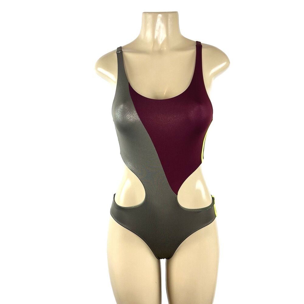 Ivy Park x Adidas One Piece Cutout Swimsuit Size XXS/XS Shadow Red Dark Khaki